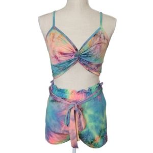 Day & Night Rainbow Tie Dye 2 Piece Outfit - Medium